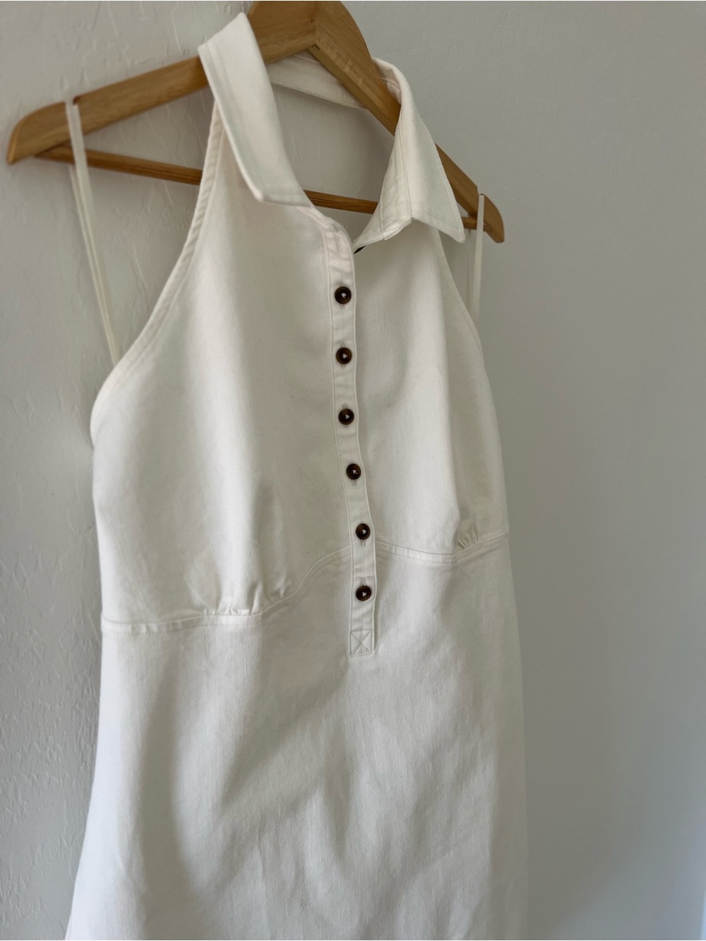 Anthropologie Pilcro Collared Button Front Halter Dress White XL - Picture 3 of 9